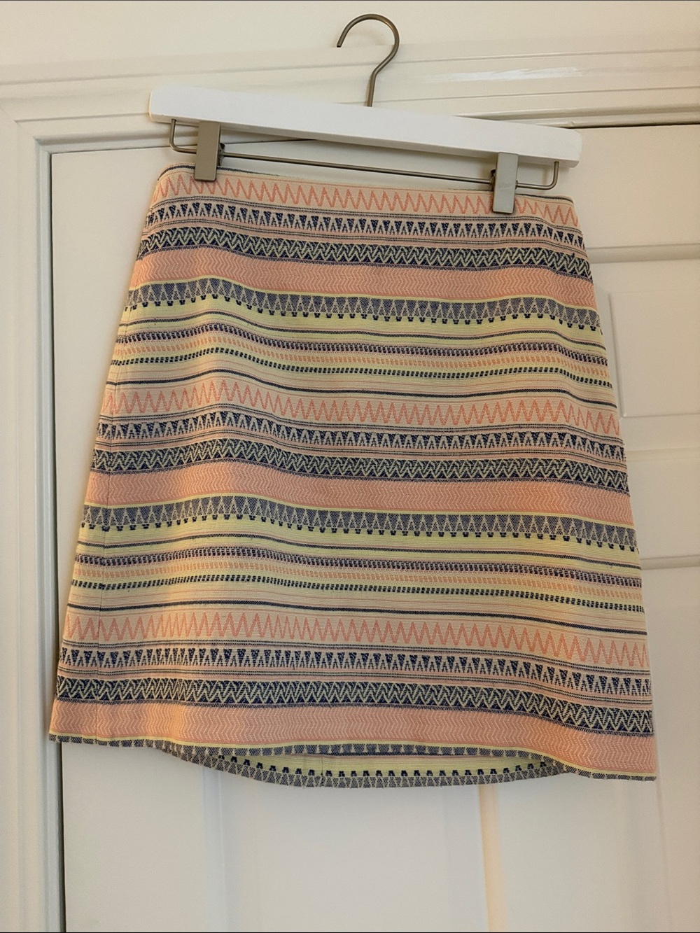 LOFT Pastel Striped A-Line Skirt in Pink, Yellow & Navy